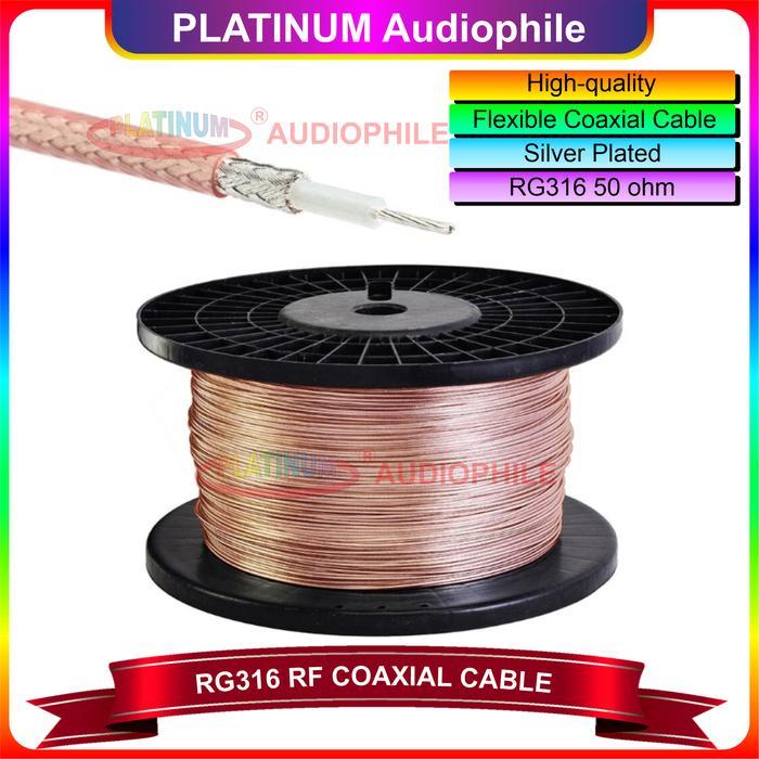News Kabel Teflon RG316 RF Coaxial Cable Silver Eceran Meteran