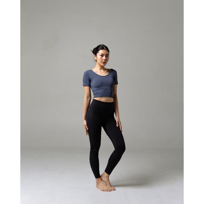 Laurelton Bliss Short Sleeve T-Shirt - Single Strap Shoulder Baju Olahraga Yoga Pilates Gym Wanita