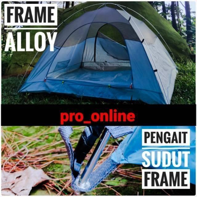 Tenda Camping Outdoor Dobel Layer kapasitas 4 Orang frame aloy
