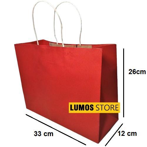 Tas Kertas Hadiah Warna Merah Pastel Polos paper bag Kado