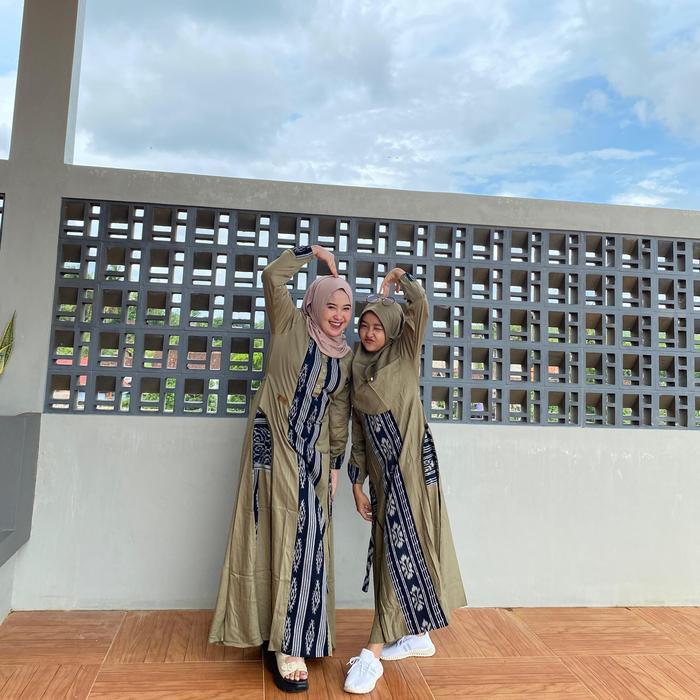 Gamis Amanda Nabila Kids & Remaja Set Hijab Rayon Twill Premium Mix Kain Tenun Troso Motif Dan Warna