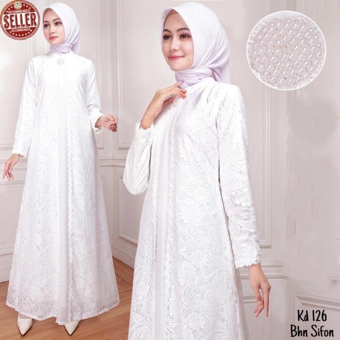New- Baju Gamis Putih Wanita Bahan Sifon Ceruti Premium Ukuran Jumbo