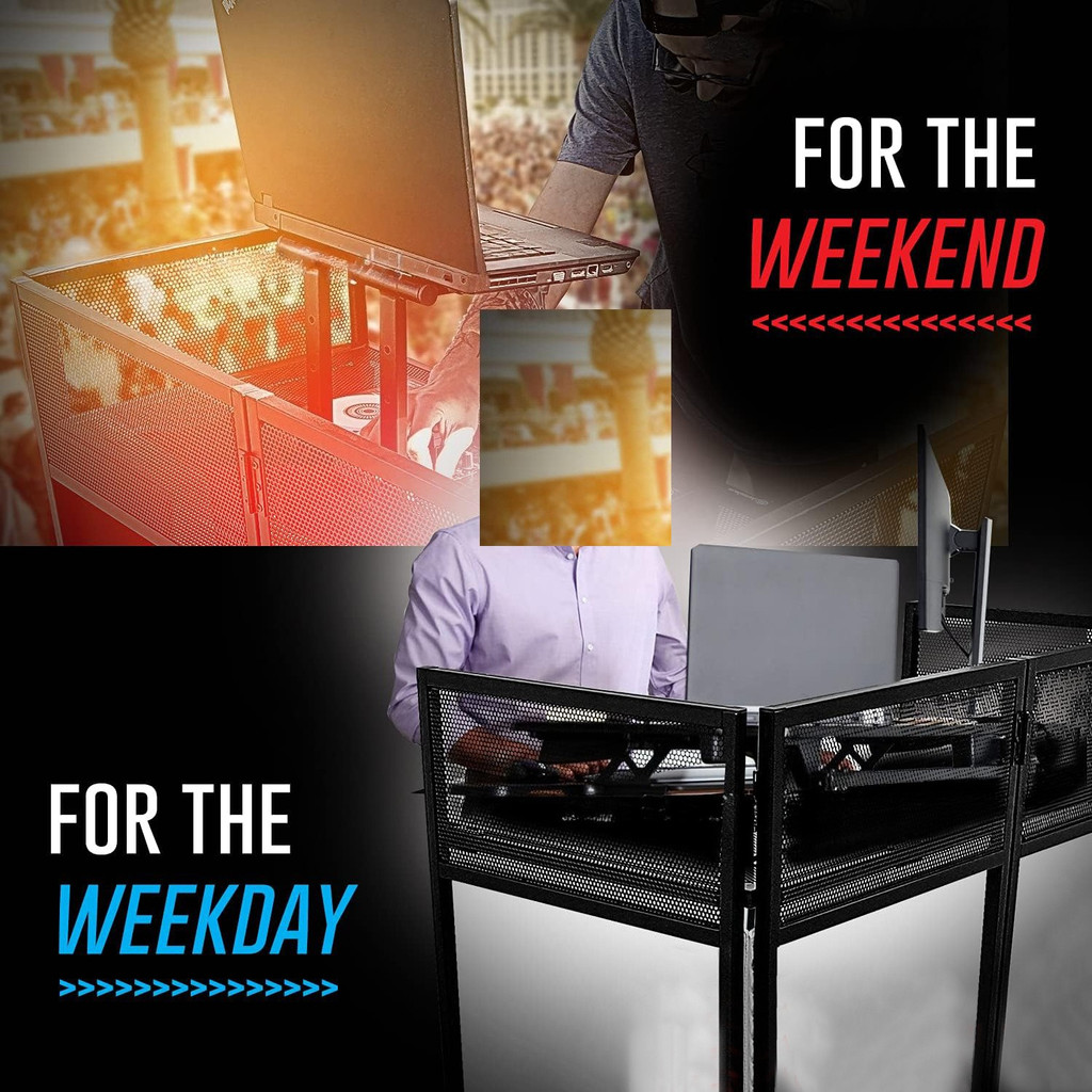 Portable Folding Dj Booth Black And White Suitcase Vertical Dj Table