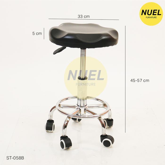 Nuel Kursi Bulat Roda Bar Stool Salon Lab Drum Hidrolik Kaki Besi Original