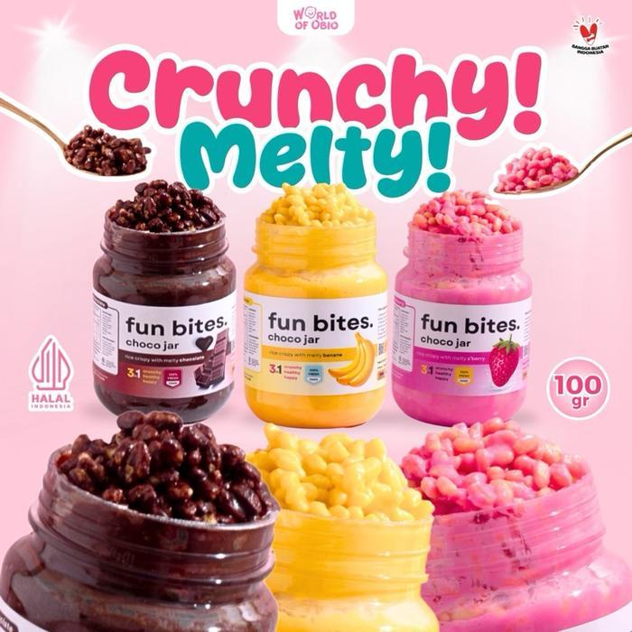 News Coklat Lumer Crunchy Choco Jar FUN BITES. by Obio Crunch - Cemilan Rasa Chocolate Rice Crispy