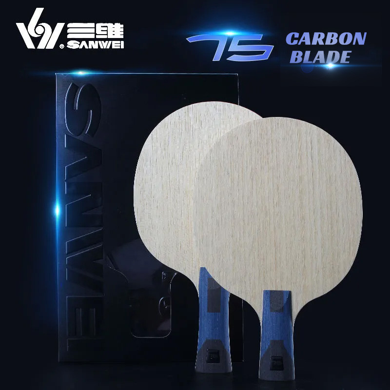 Sanwei 75 Alc Table Tennis Blade Professional 5 Wood 2 Outer Alc Carbon Ping Pong Blade With