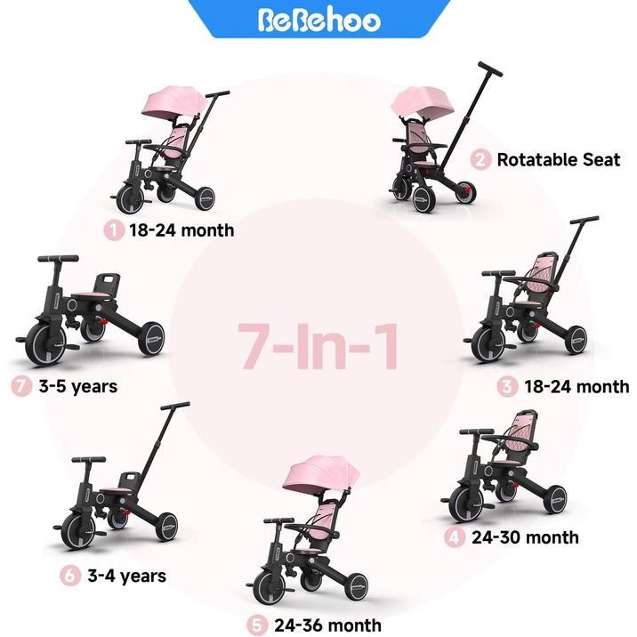 Bebehoo Stroller Bike 7In1 Tricycle Folding Strake Sepeda Lipat Anak Sepeda Dorong 7 In 1 Bebehoo