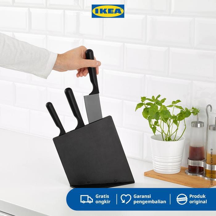 Ikea Jamfora Tempat Blok Pisau Dengan Pisau Set Isi 3Pcs Kitchenware