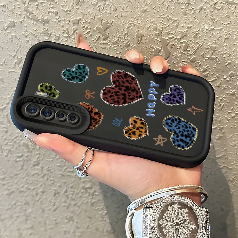 Casing Hp Untuk OPPO A91 OPPO F15 OPPO Reno 3 Case hati Leopard Kesing TPU Phone Cover Kasing Cesing