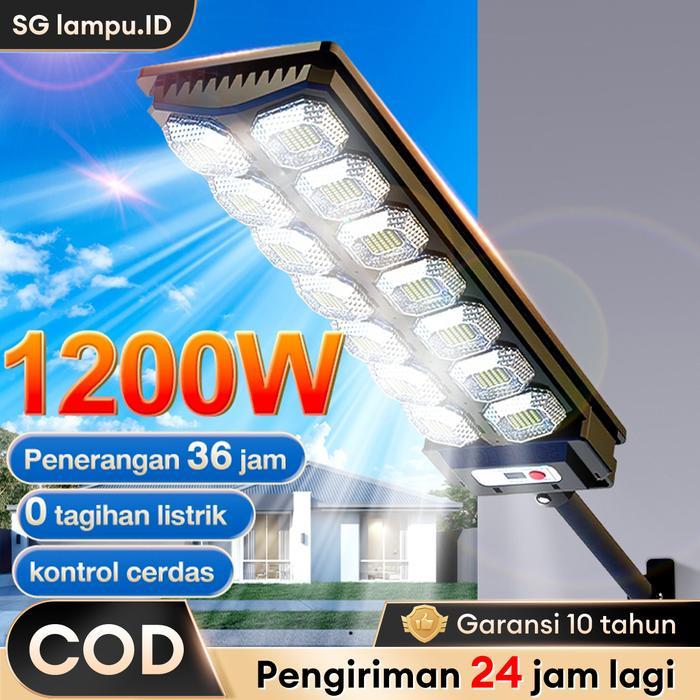 GARANSI 10 TAHUN1200W LAMPU JALAN TENAGA MATAHARI OTOMATIS LAMPU SENSOR LED LUAR RUANGAN TENAGA