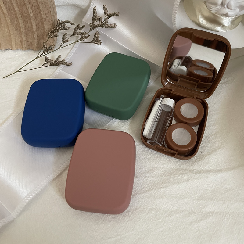 Matte Pocket Portable Mini Contact Lens Case Easy Carry Colored Lenses Pupil Storage Box Mirror Cont