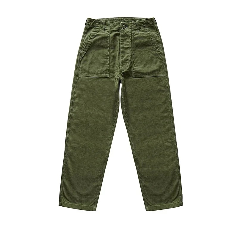 SauceZhan OG107 Fatigue Utility Pants Classic Olive Sateen Men's Baker Pants Satin Cotton Original