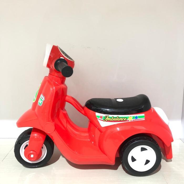 Mainan Anak Ride On Vespa Mini / Fun Bike Sepeda Scooter Roda 3 Musik
