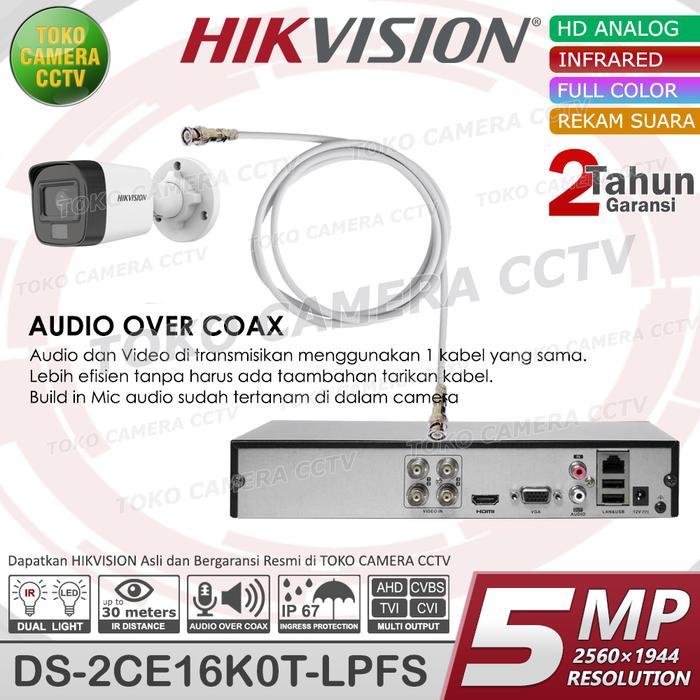 Kamera Hikvision Outdoor 5Mp Audio Colorvu Cctv Hikvision 5Mp Dual Light