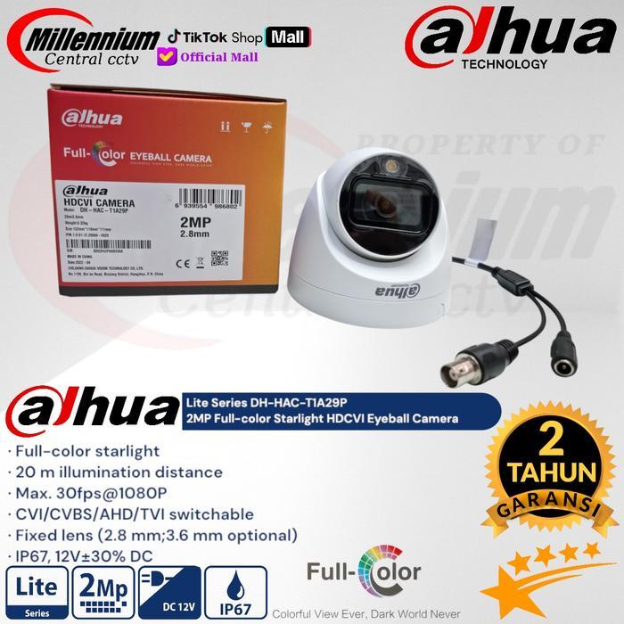 yn99f- Dahua Dh-Hac-T1A29P 2Mp Fullcolor Starlight Fixed Ir Eyeball Camera