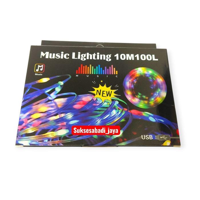 Lampu Pohon Natal Music Lighting 10Meter 100Led/Lampu Musik 10Meter 100Led (Dekorasi Natal Hiasan