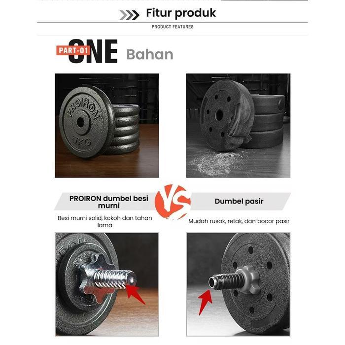 Dumbell Barbel 50kg Set Peralatan Kebugaran Angkat Berat Dumbel Barbel Set 50kg