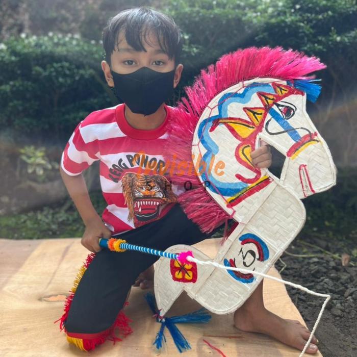 ASLI Paket mainan anak jaranan + pecut + stelan baju reog tinggal pakai READY STOCK