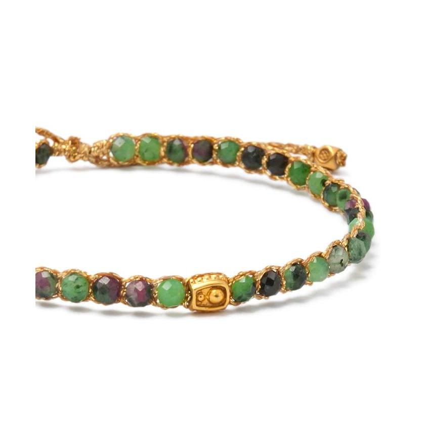 Ruby Zoisite Tali Warna Gold Gemstones Bracelet For Women Aesthetic Samapura