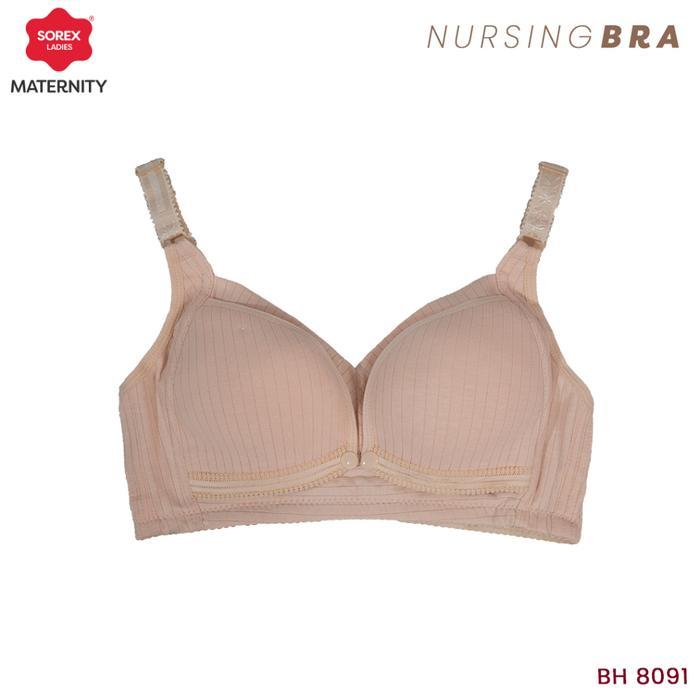 Sorex Bra Menyusui Tanpa Kawat Bukaan Depan Full Cup B-C Kait 4 Katun Mix Nursing Bra BH 8091 -
