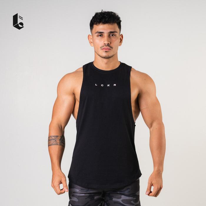 Lockerwear Singlet Gym Fitness Pria Tank Top Deep Cut Baju Sleeveless Kaos Lekbong Olahraga