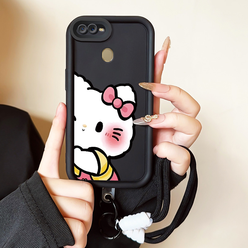 Casing Hp untuk OPPO A7 A5s A12 A12s A11K Case Casing HP Softcase Ponsel Soft Shell dengan Tali Sili