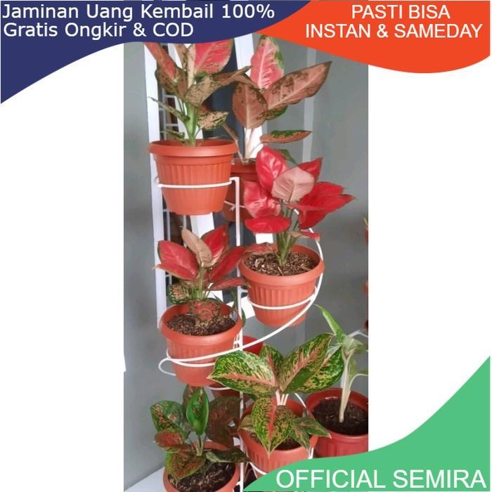 9 In 1 Standing Pot Melingkar Modern Minimalis / Standing Pot Bunga Besi Tiang / Rak Bunga Besi /