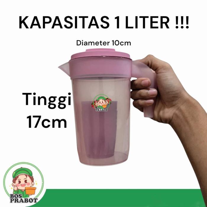 Teko KECIL Plastik Beranak 1 Liter dengan Gelas Teko - Kitchenware Tea Biru Hijau Pink