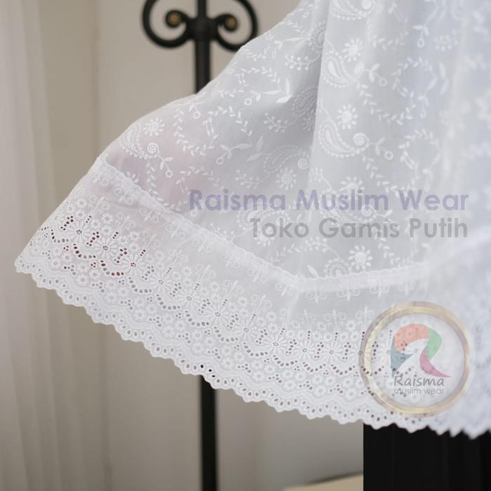 dowg- Raisma - Kerudung Bergo Umroh Muslim Premium Warna Putih Hitam Katun Jepang Motif