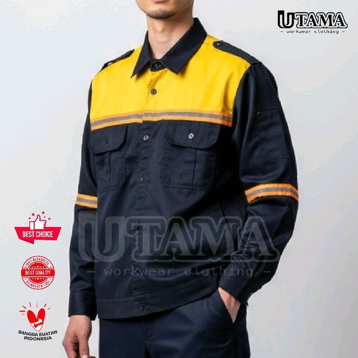 WEARPACK KOMBINASI / KATELPACK TAMBANG / SERAGAM SAFETY / BAJU PROYEK / KEMEJA SAFETY PANJANG PRIA