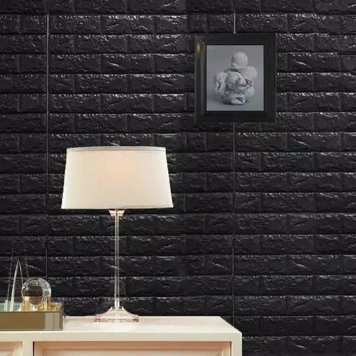 News Wallpaper Dinding 3D Foam Bata Hitam Waterproof