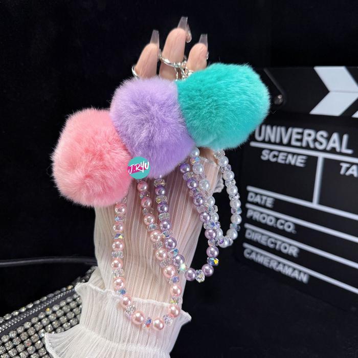 SALE JRYU Gantungan HP Korea TARA Crystal Furball gantungan gelang kristal gantungan tas gantungan