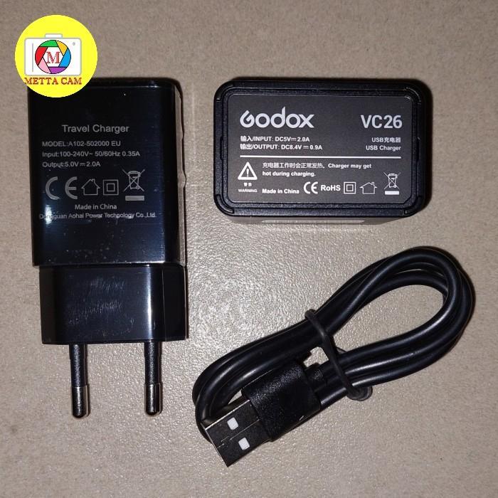 GODOX VC26 + VC1 USB Cable Charger Adapter VB-26 Battery V1 / V860III