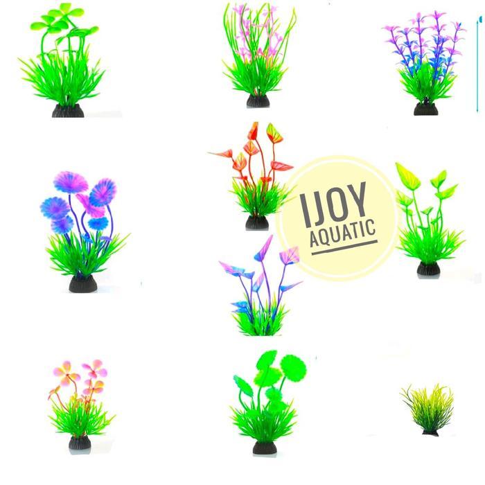 Hiasan akuarium TANAMAN BUNGA PLASTIK hiasan dekorasi akuarium