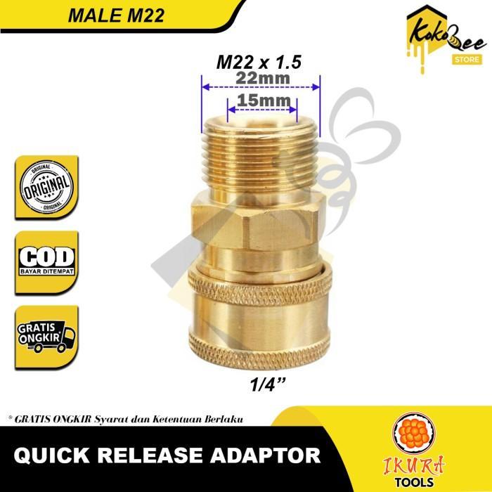 b3j1l8- Quick Release Adaptor Male Gun Jet Cleaner 1/4" M22 Quick Adapter