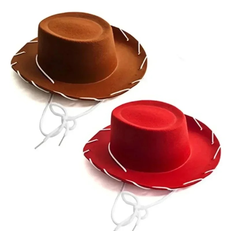 Brown Red Felt Woody Cowboy Hat Adjustable Western Big Brimmed Cowboy Outdoor Sports Climbing