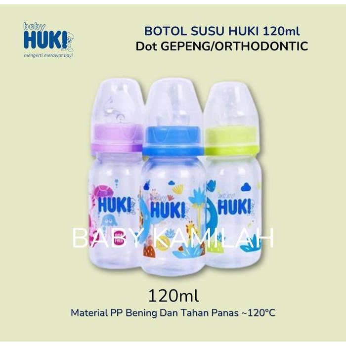 HUKI Botol Susu Dot Gepeng 120ml / Botol SUSU HUKI 120ml dot gepeng