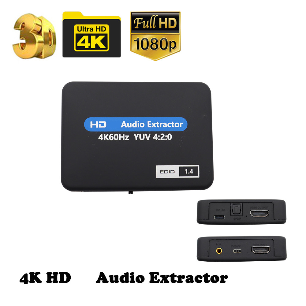 PROMO  HDMI-compatible Audio Extractor 4K X 2K HDMItoHDMI Optical TOSLINK SPDIF + 3.5mm Stereo Extra