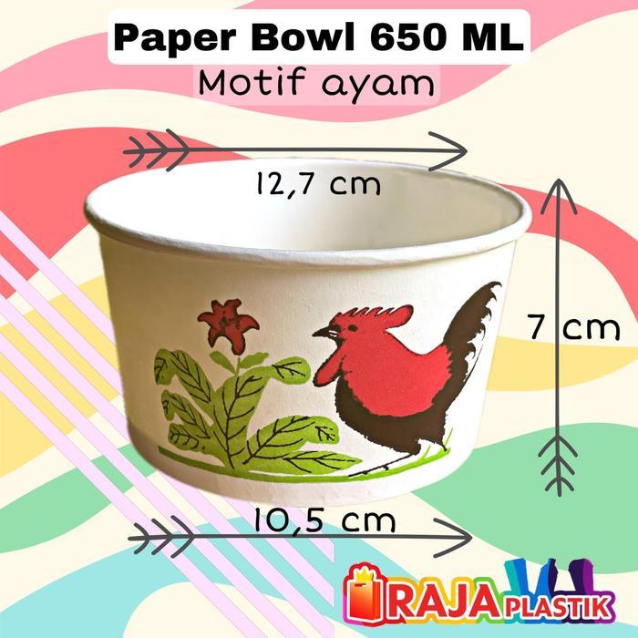 Paper Bowl Motif Ayam + tutup 650ml
