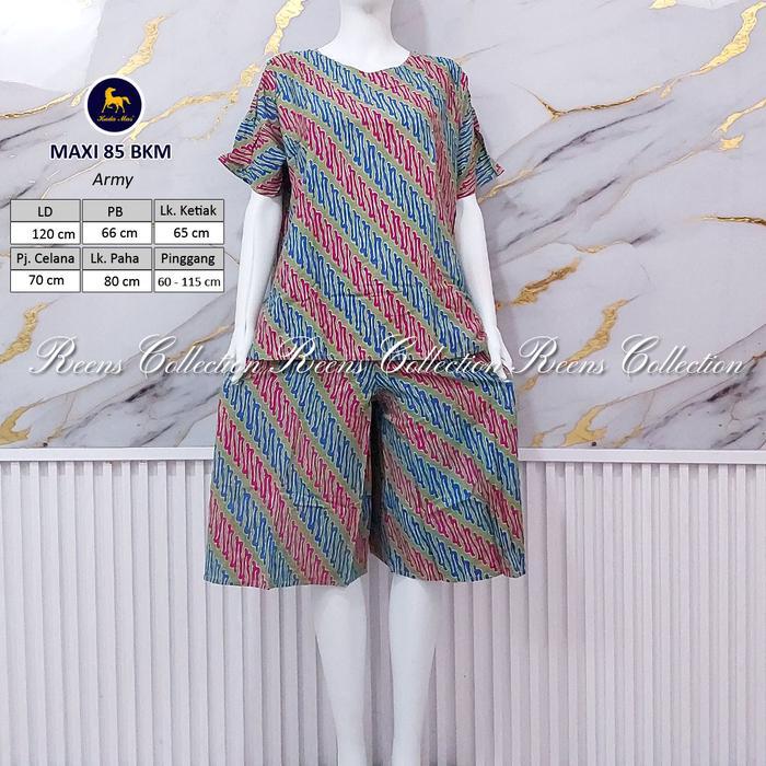 sbcx- Batik Kuda Mas Setelan Maxi 85 Piyama Kulot Lengan Pendek Ld 120 Cm
