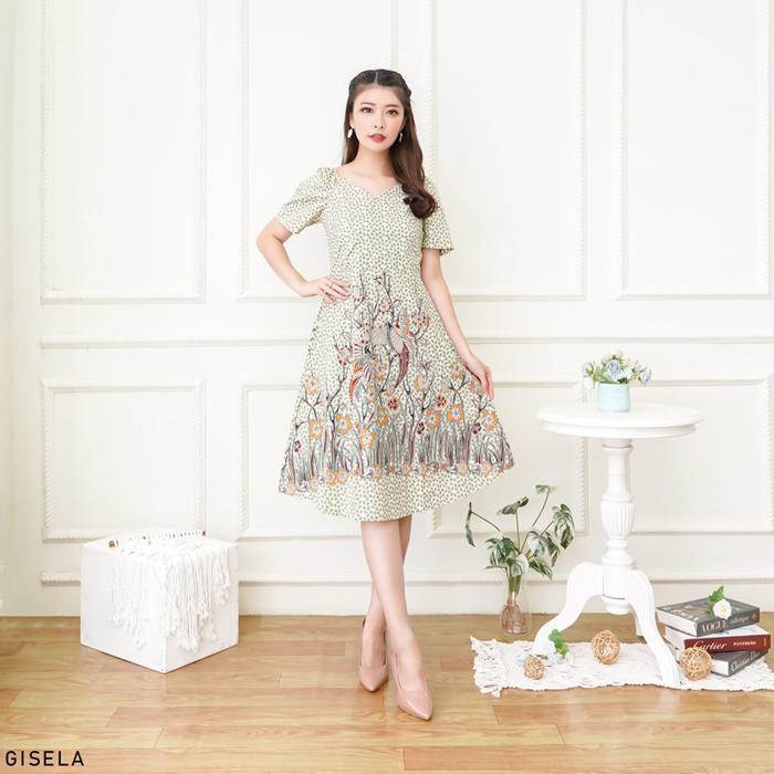 (COD) EVERCLOTH GISELA DRESS BATIK WANITA SABRINA DRESS WANITA BATIK MODERN GAUN PESTA ALINE TERUSAN