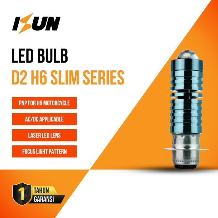 iSUN Lasergun Headlamp Lampu Utama Motor LED H6 P15D CSP DC 9-60V/9W