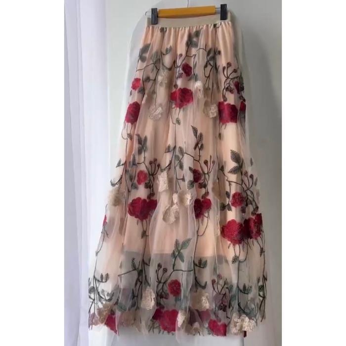DISKON ROK TUTU 3D ROSES MOTIF TIMBUL PREMIUM IMPORT / ROK TUTU BUNGA IMPORT DISKON