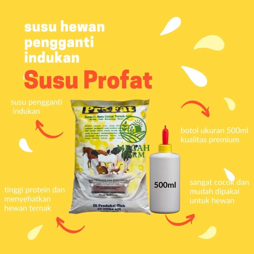 SUSU HEWAN TERNAK PROFAT 1 KG KEMASAN ORIGINAL plus BOTOL DAN DOT 1 Profat Susu Ternak Berkualitas 1