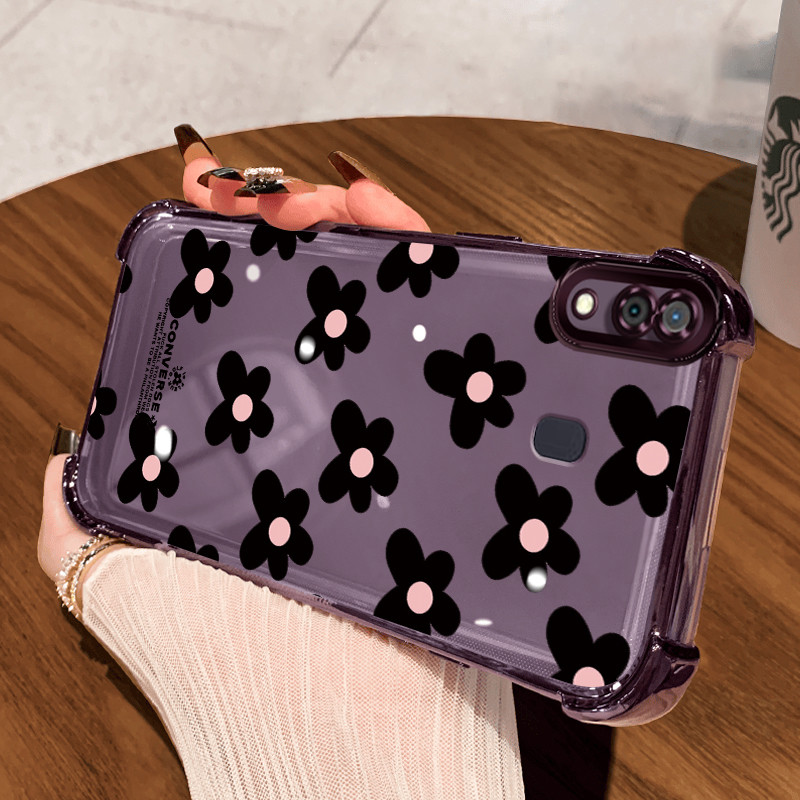 Casing Hp untuk Samsung A30 A20 A21s M10s Case Cartoon flowers Kasing Armor Cesing Clear Airbag Beni