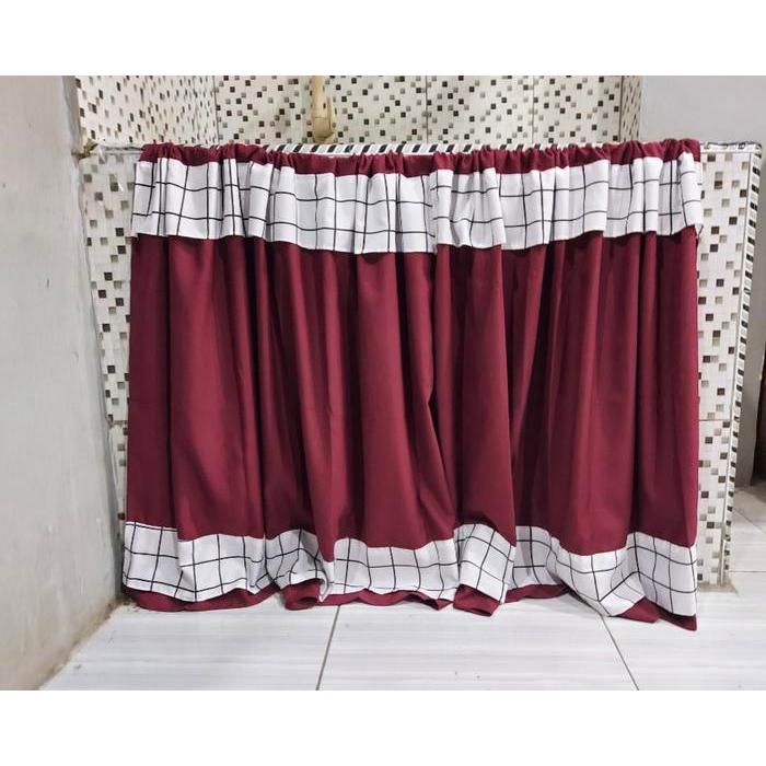 ALDA- Gorden Kolong Dapur Minimalis Modern Kombinasi 2 poni Kain Hordeng Katun Curtain