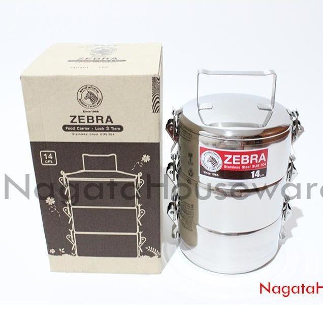 Rantang 3 Tingkat Stainless / Rantang Zebra / Rantang Stenlis Food Carrier 14x3 Lock Zebra 150273