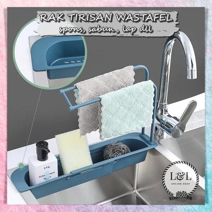 nozv- Rak Tirisan Spon Tempat Spons Cuci Piring Lap Meja Dapur Wastafel Kitchen Sponge Rag