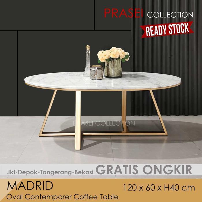 Madrid - Modern Oval Marble Coffee Table Meja Tamu Marmer