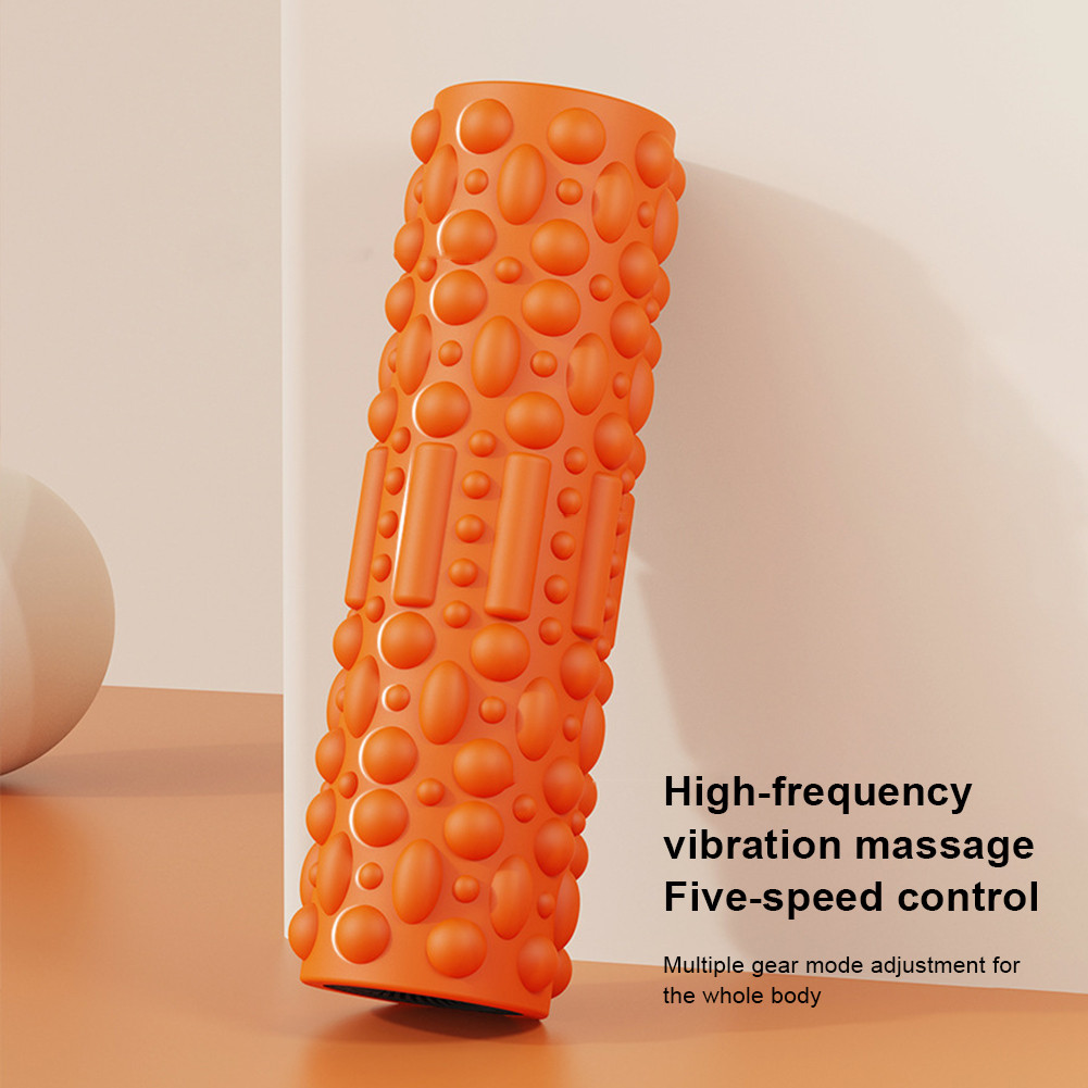 Electric Vibrating Foam Roller Massage Column Rechargeable Exercise Roller 5 Modes Tissue Massager